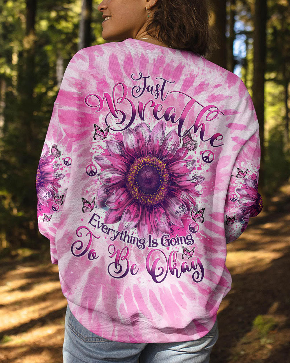JUST BREATHE SUNFLOWER TIE DYE ALL OVER PRINT - TYTM0401254