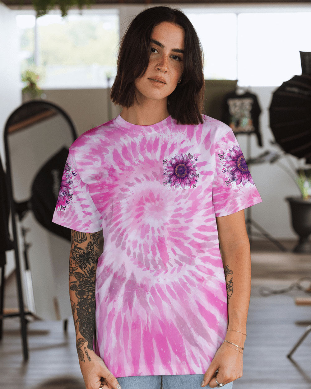 JUST BREATHE SUNFLOWER TIE DYE ALL OVER PRINT - TYTM0401254