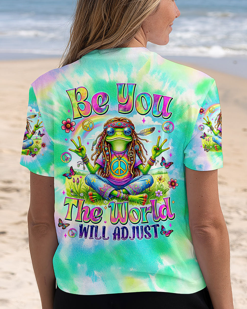 BE YOU THE WORLD WILL ADJUST FROG TIE DYE ALL OVER PRINT - TYTM0403252