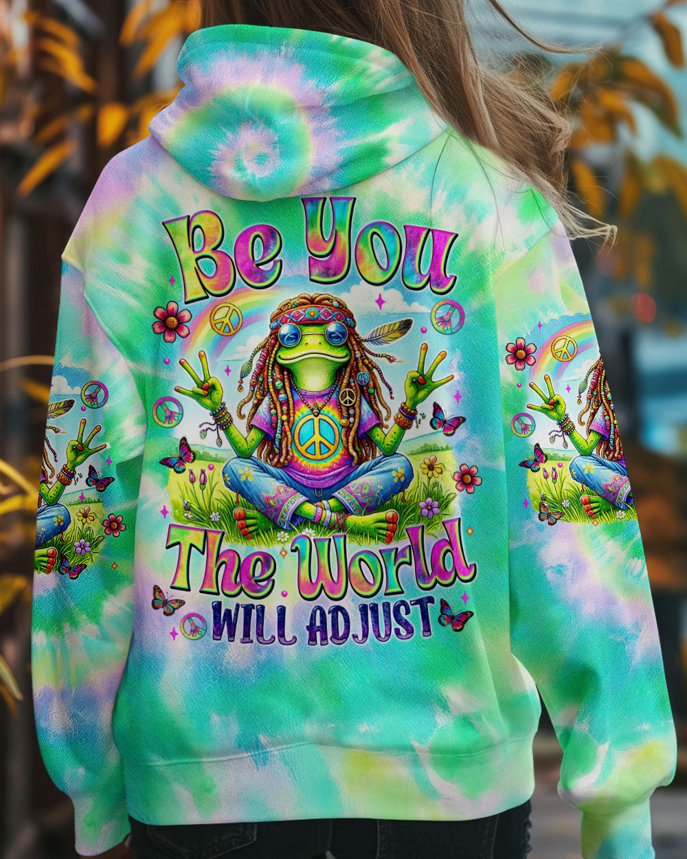 BE YOU THE WORLD WILL ADJUST FROG TIE DYE ALL OVER PRINT - TYTM0403252