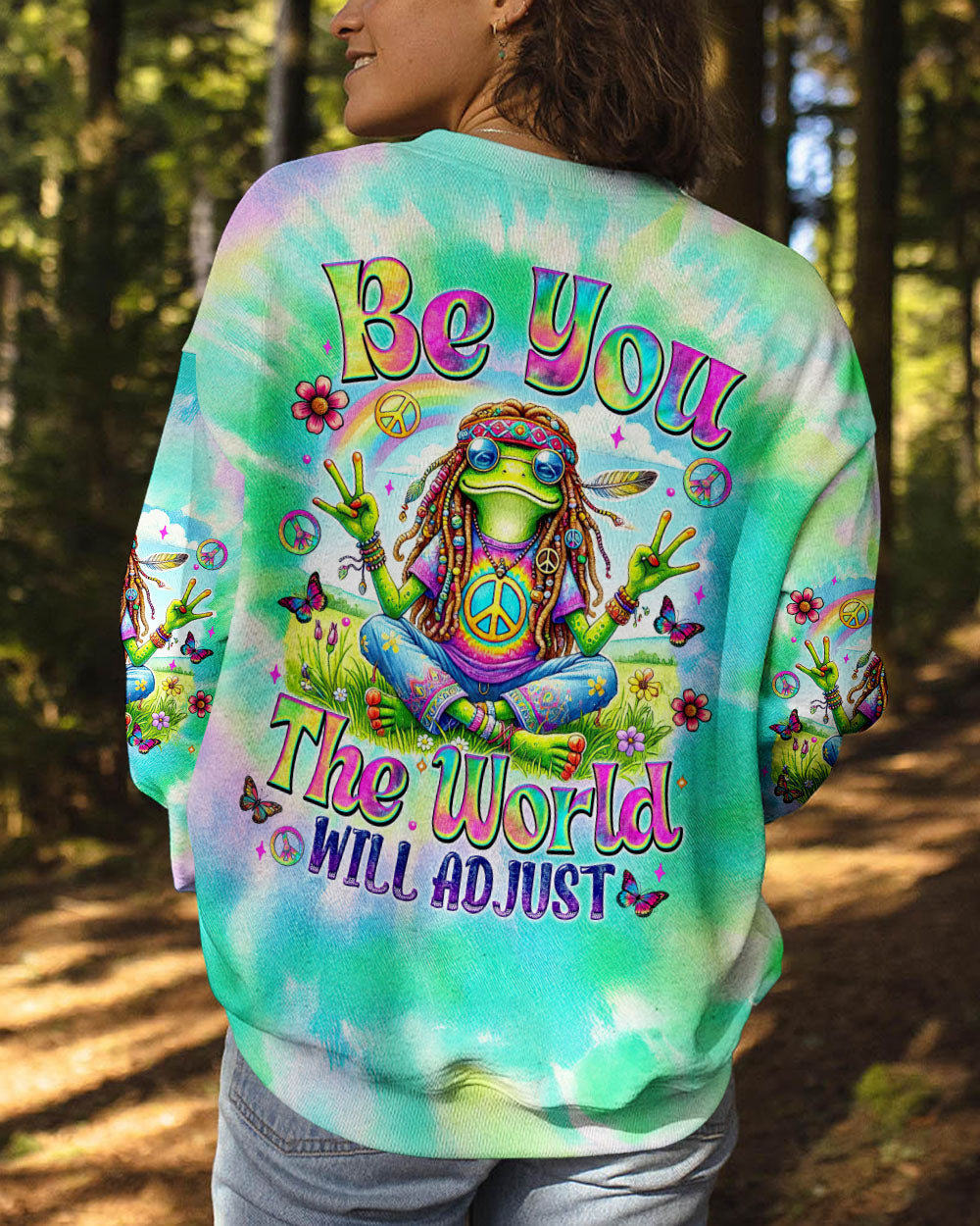 BE YOU THE WORLD WILL ADJUST FROG TIE DYE ALL OVER PRINT - TYTM0403252