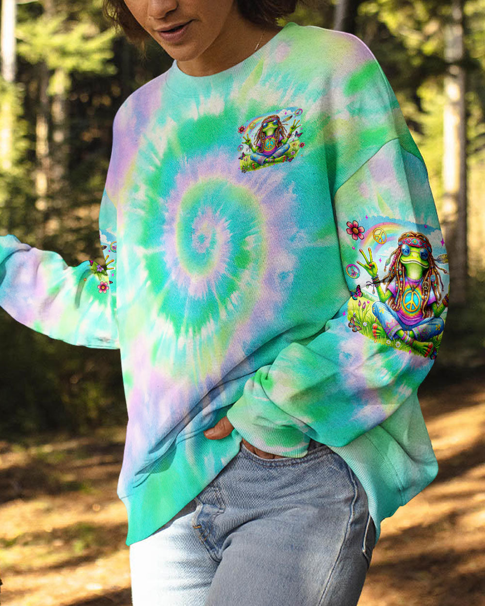 BE YOU THE WORLD WILL ADJUST FROG TIE DYE ALL OVER PRINT - TYTM0403252