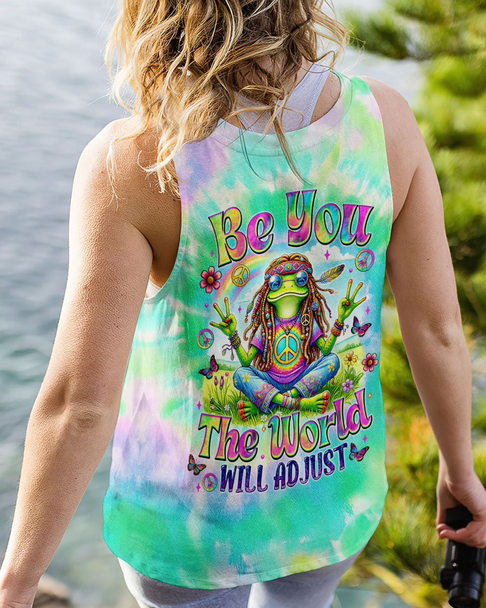 BE YOU THE WORLD WILL ADJUST FROG TIE DYE ALL OVER PRINT - TYTM0403252
