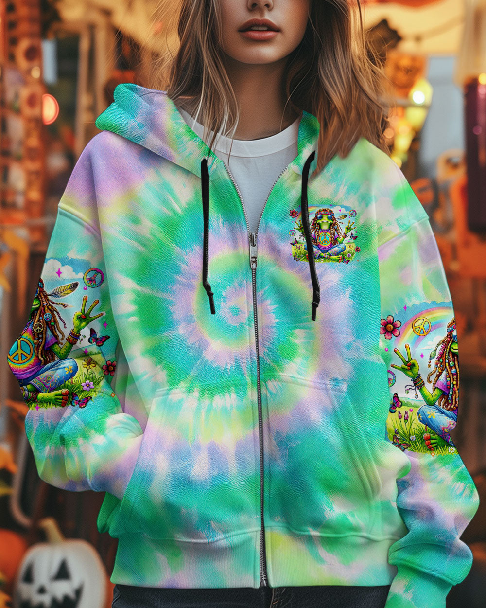 BE YOU THE WORLD WILL ADJUST FROG TIE DYE ALL OVER PRINT - TYTM0403252