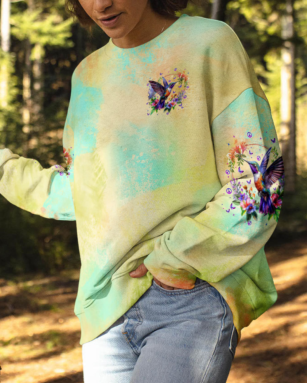 JUST BREATHE HUMMINGBIRD ALL OVER PRINT - TYTM0509244
