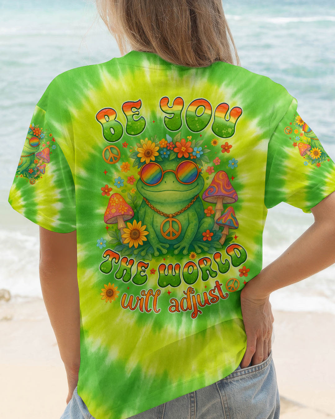 BE YOU THE WORLD WILL ADJUST FROG TIE DYE ALL OVER PRINT - TYTM0605254