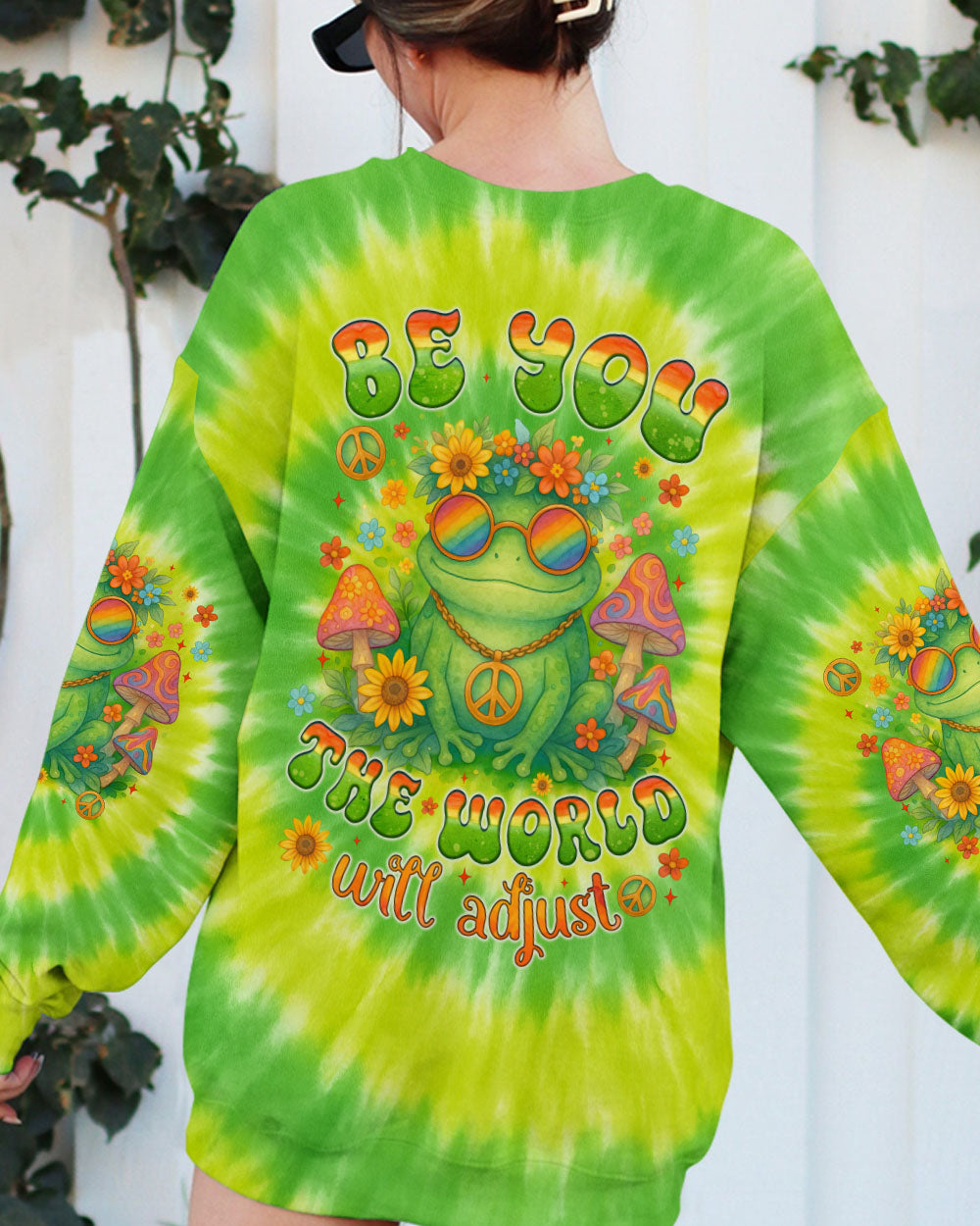 BE YOU THE WORLD WILL ADJUST FROG TIE DYE ALL OVER PRINT - TYTM0605254