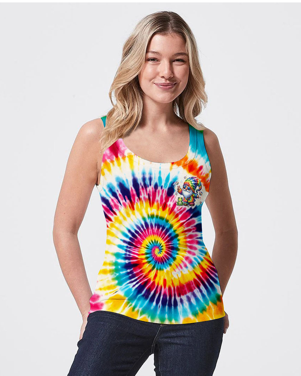 DON'T WORRY BE HIPPIE GNOME AND FROG TIE DYE ALL OVER PRINT - TYTM0606242