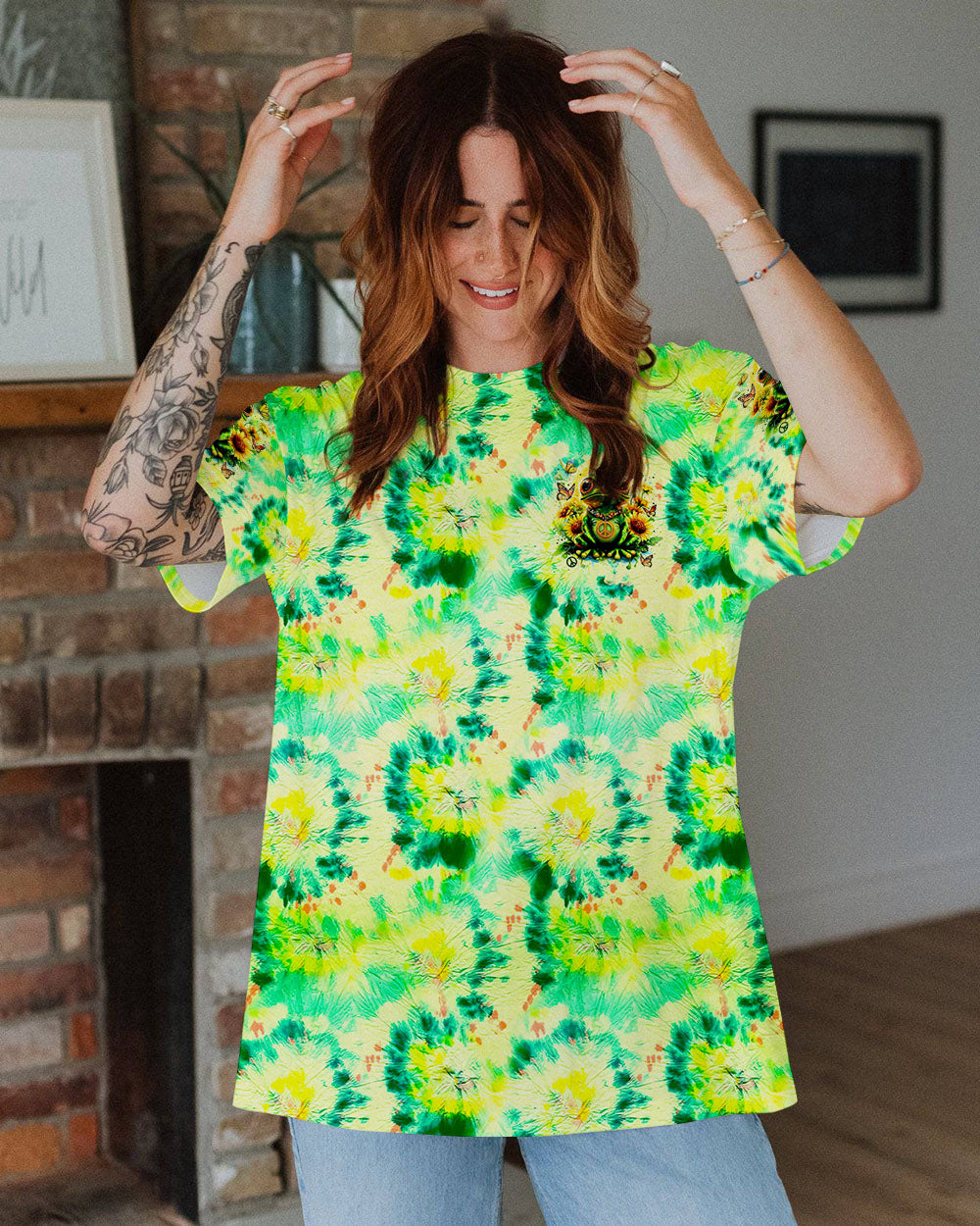 BE YOU THE WORLD WILL ADJUST FROG TIE DYE ALL OVER PRINT - TYTM0701254
