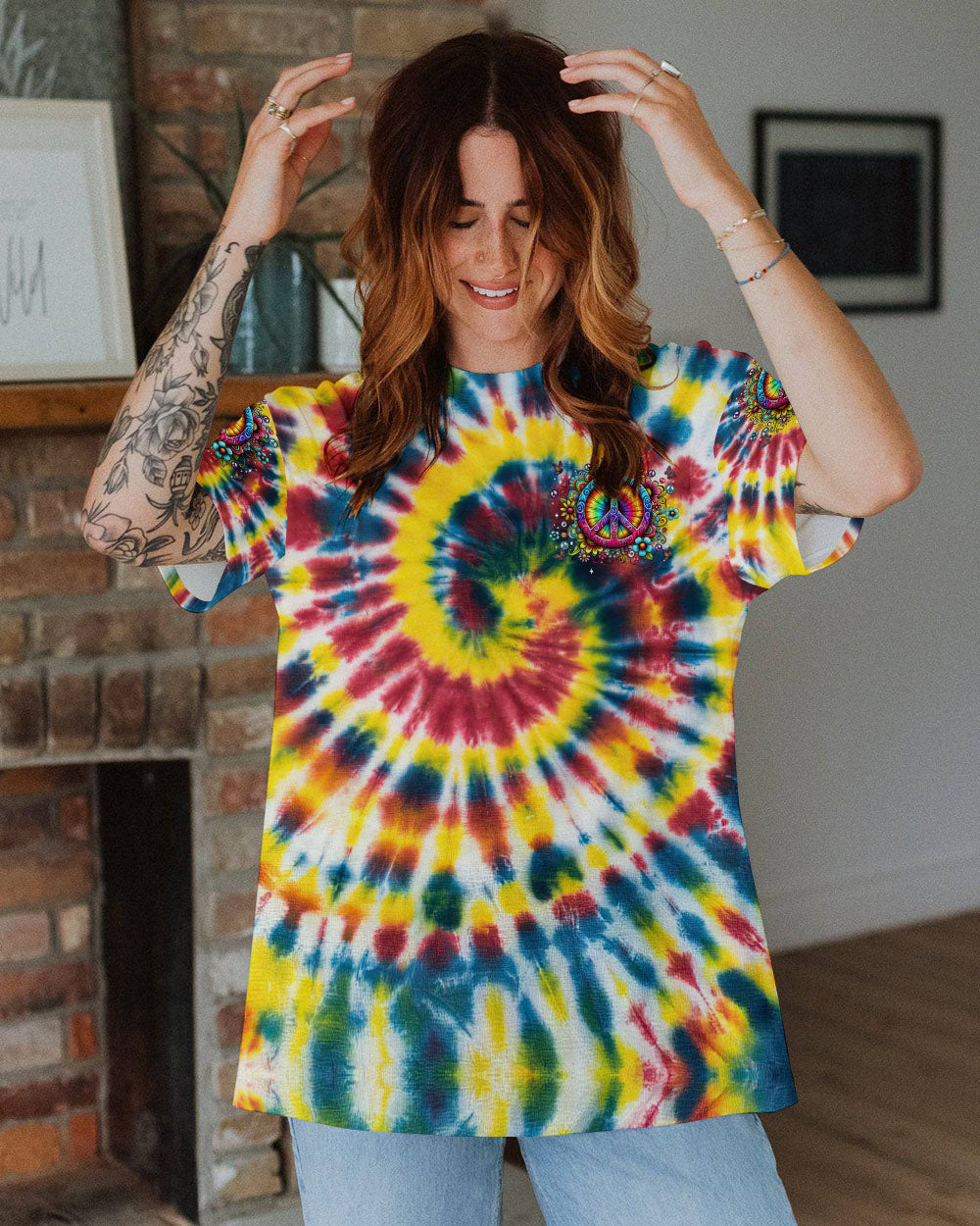 IMAGINE ALL THE PEOPLE LIVING LIFE IN PEACE TIE DYE ALL OVER PRINT - TYTM0703252