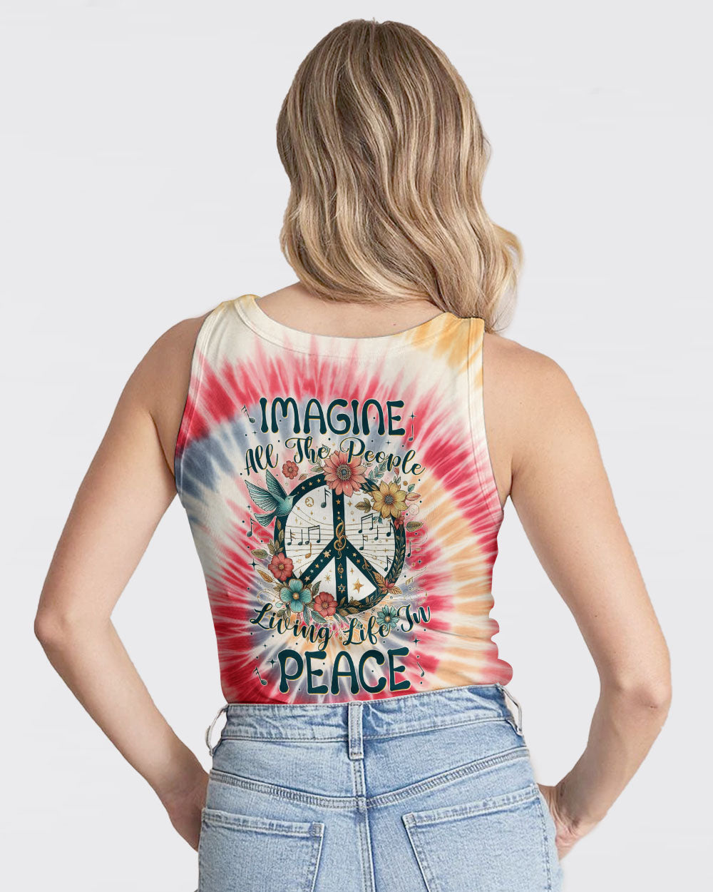 IMAGINE ALL THE PEOPLE LIVING LIFE IN PEACE TIE DYE ALL OVER PRINT - TYTM0706243