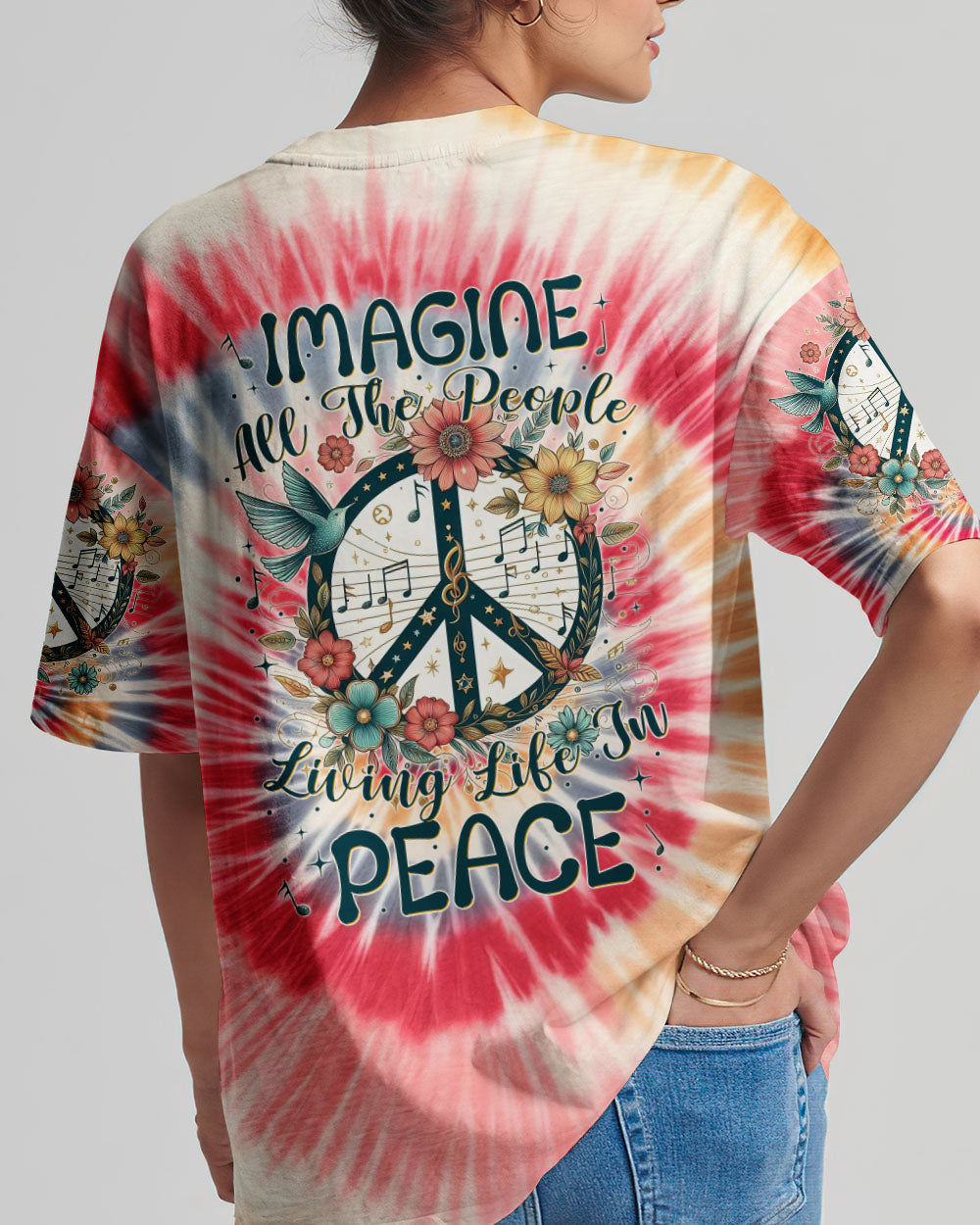 IMAGINE ALL THE PEOPLE LIVING LIFE IN PEACE TIE DYE ALL OVER PRINT - TYTM0706243
