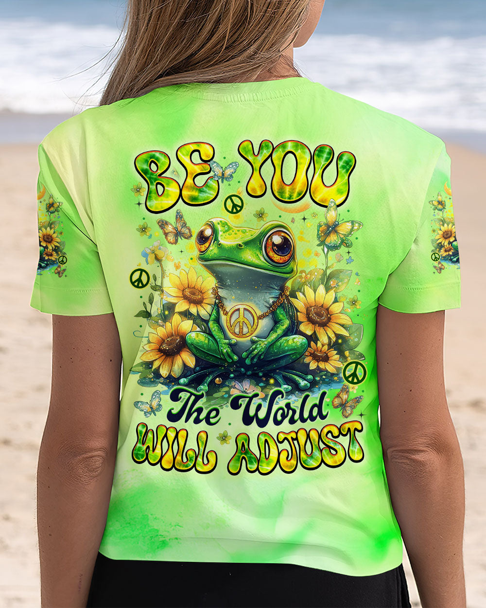 BE YOU THE WORLD WILL ADJUST FROG ALL OVER PRINT - TYTM0901253