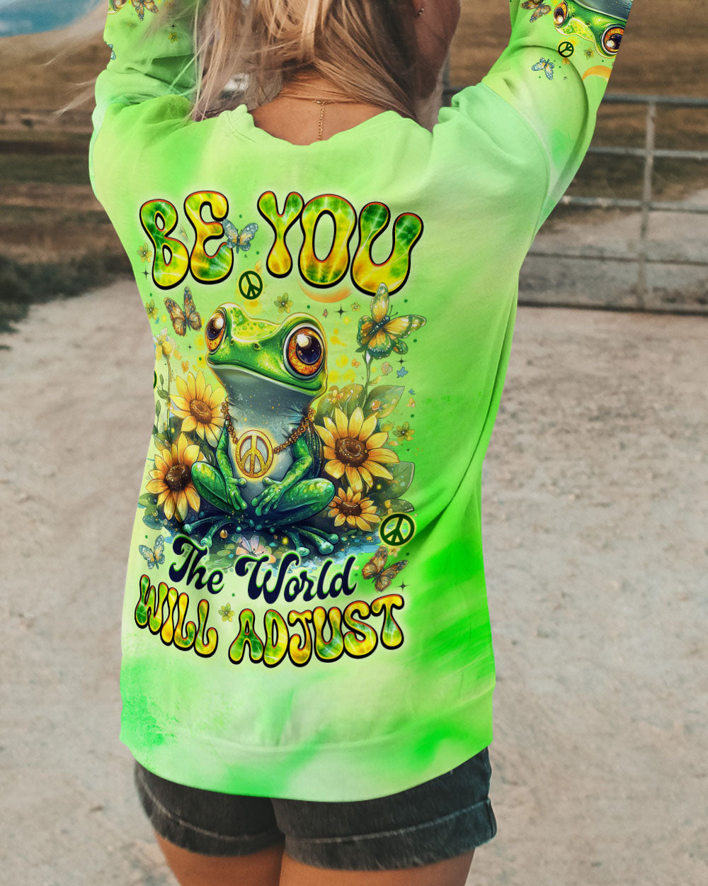 BE YOU THE WORLD WILL ADJUST FROG ALL OVER PRINT - TYTM0901253