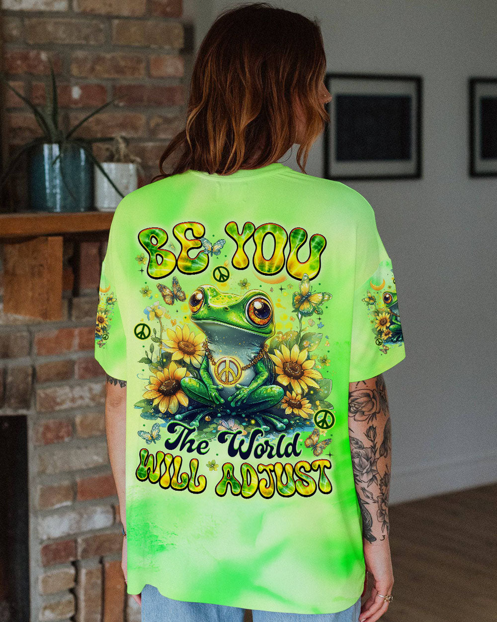 BE YOU THE WORLD WILL ADJUST FROG ALL OVER PRINT - TYTM0901253