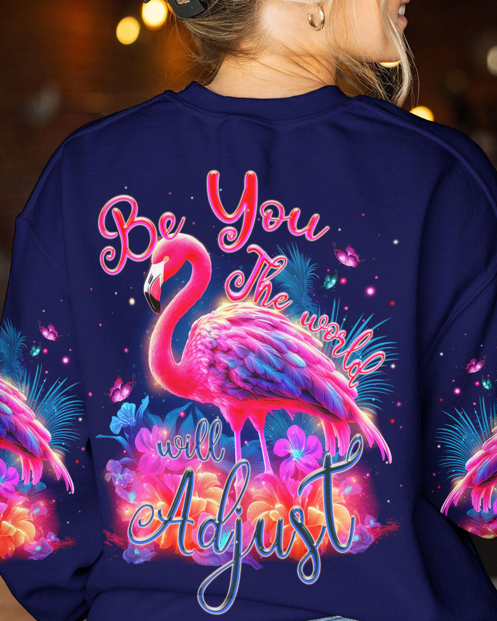 BE YOU THE WORLD WILL ADJUST FLAMINGO ALL OVER PRINT - TYTM1006232