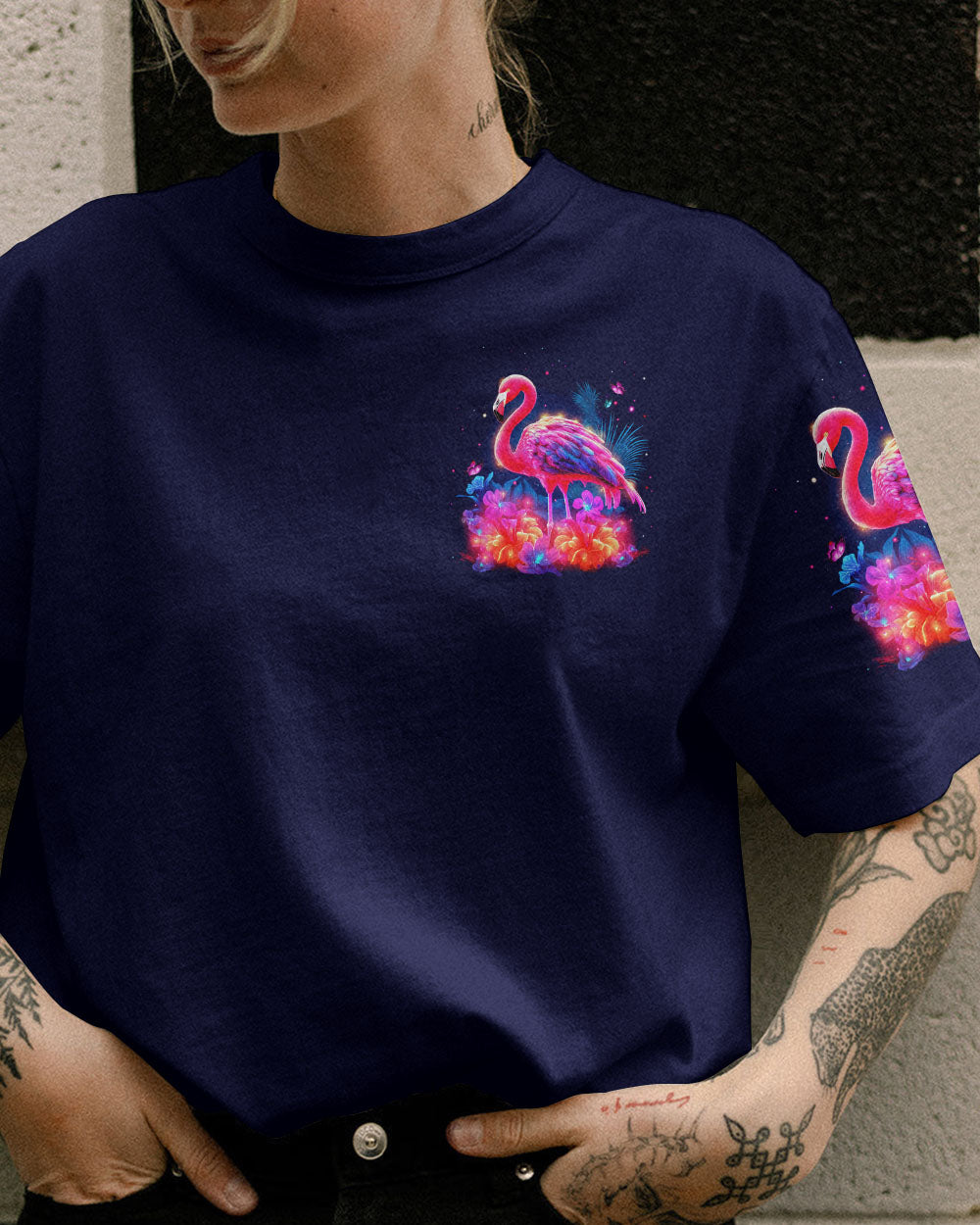BE YOU THE WORLD WILL ADJUST FLAMINGO ALL OVER PRINT - TYTM1006232