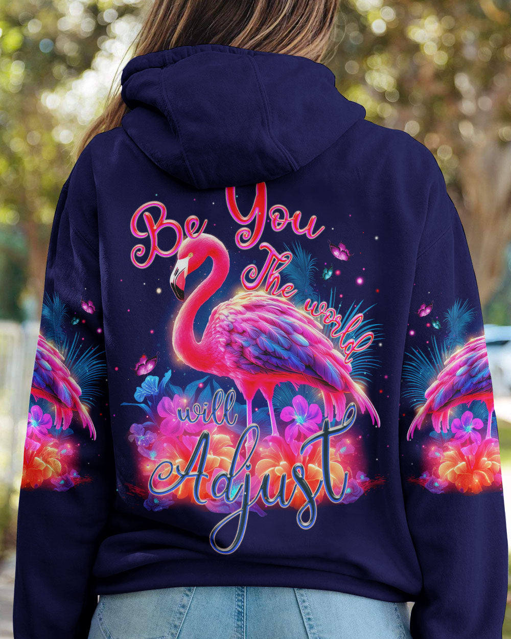 BE YOU THE WORLD WILL ADJUST FLAMINGO ALL OVER PRINT - TYTM1006232