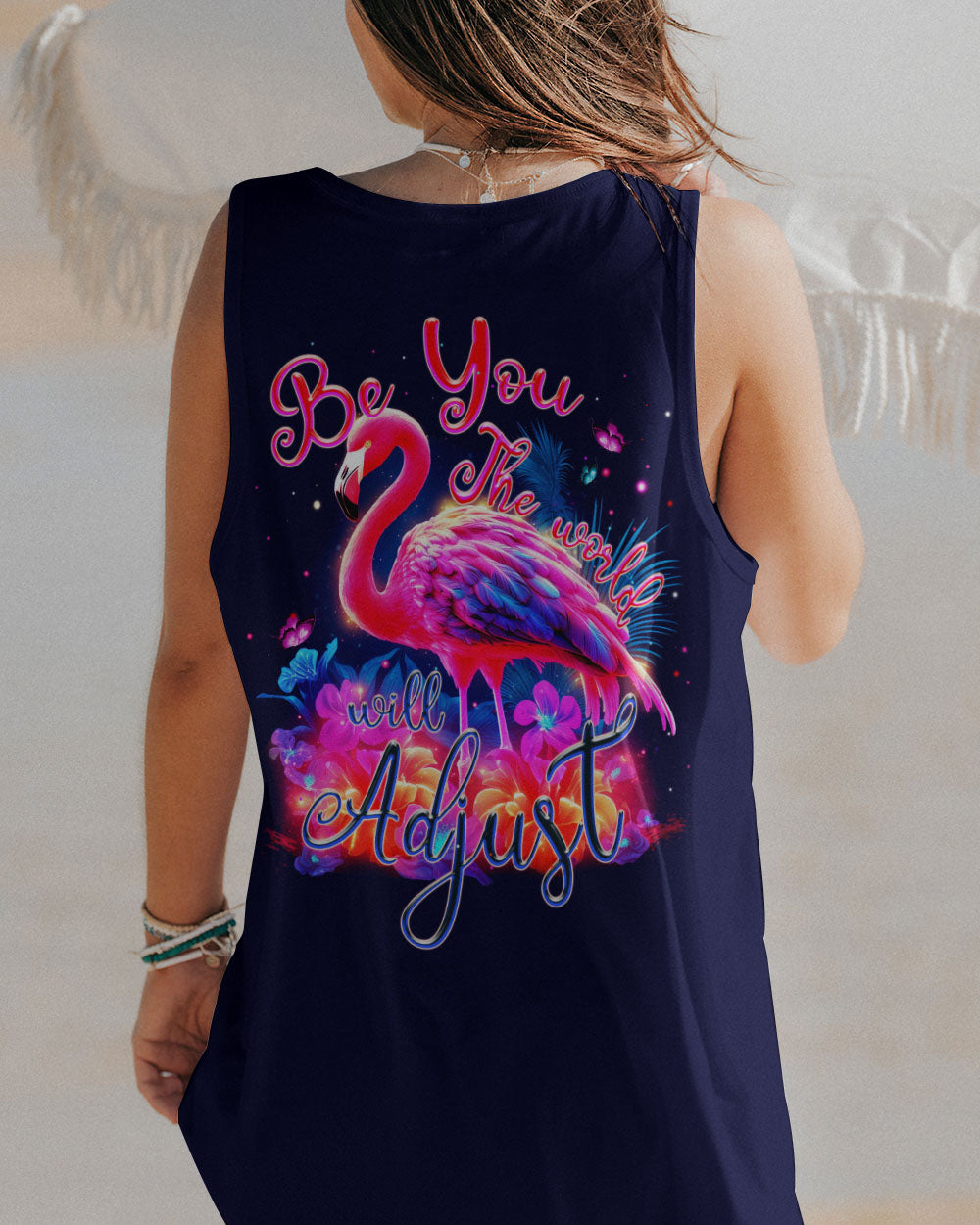 BE YOU THE WORLD WILL ADJUST FLAMINGO ALL OVER PRINT - TYTM1006232