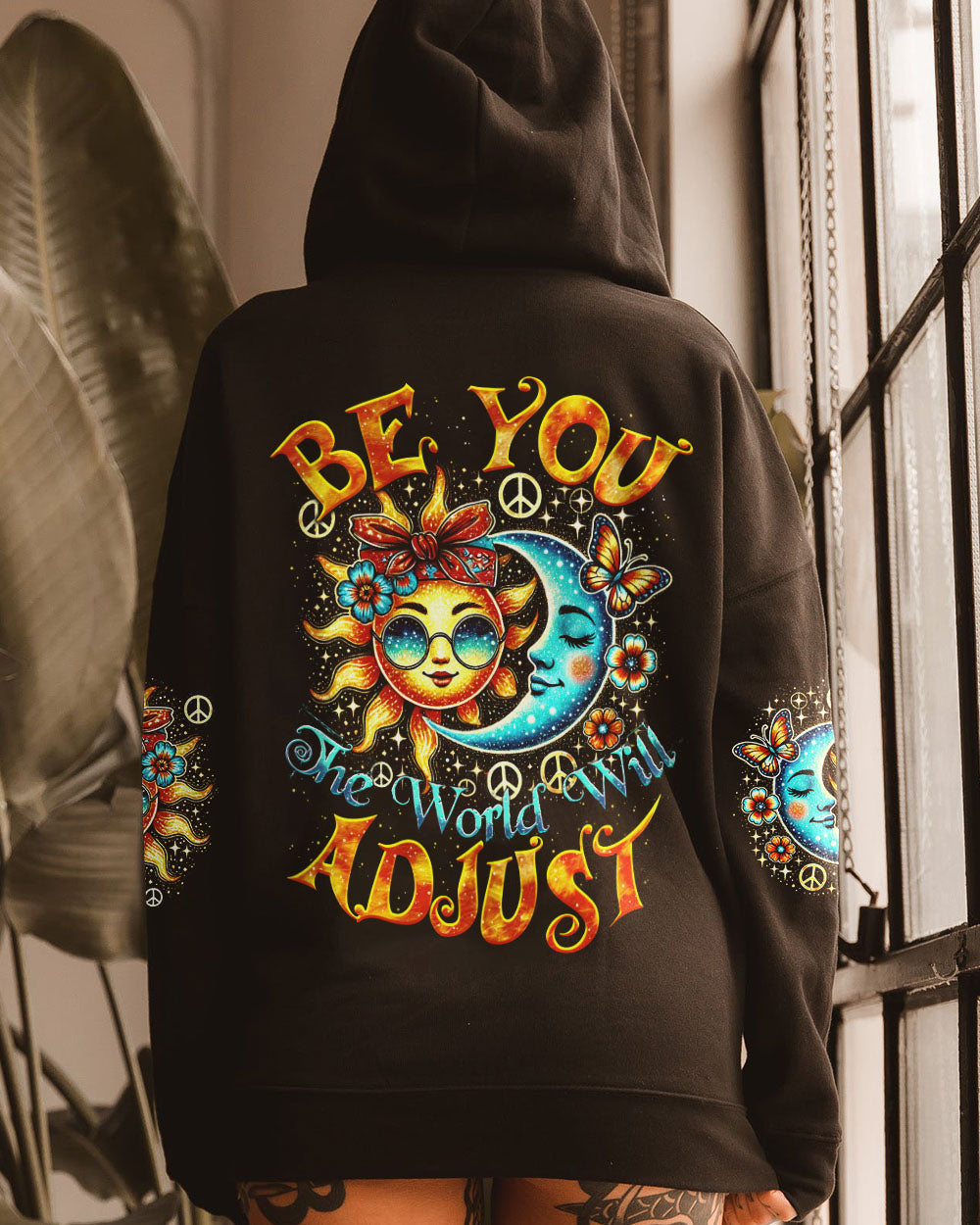 BE YOU THE WORLD WILL ADJUST SUN AND MOON HIPPIE ALL OVER PRINT - TYTM10077241
