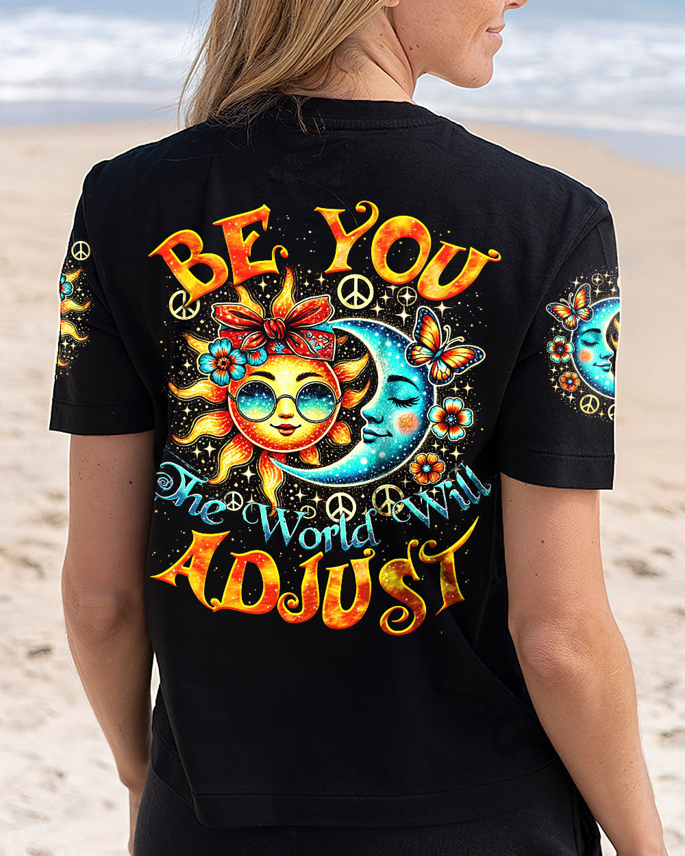 BE YOU THE WORLD WILL ADJUST SUN AND MOON HIPPIE ALL OVER PRINT - TYTM10077241