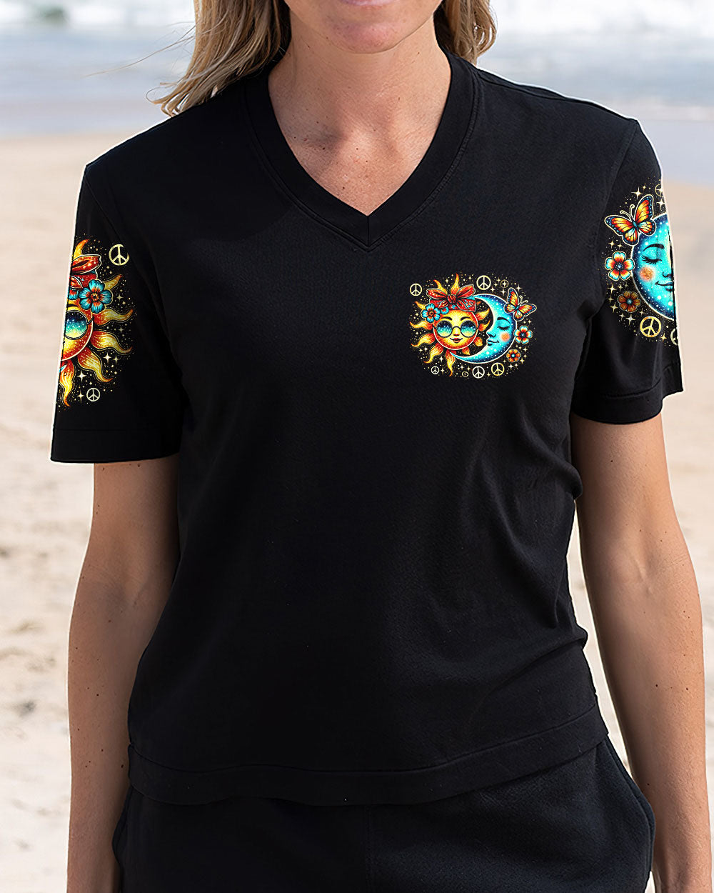 BE YOU THE WORLD WILL ADJUST SUN AND MOON HIPPIE ALL OVER PRINT - TYTM10077241