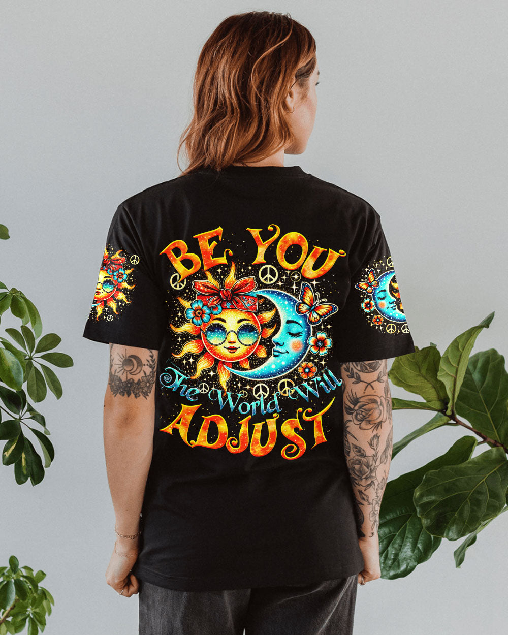 BE YOU THE WORLD WILL ADJUST SUN AND MOON HIPPIE ALL OVER PRINT - TYTM10077241