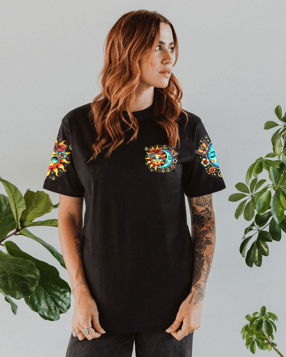 BE YOU THE WORLD WILL ADJUST SUN AND MOON HIPPIE ALL OVER PRINT - TYTM10077241