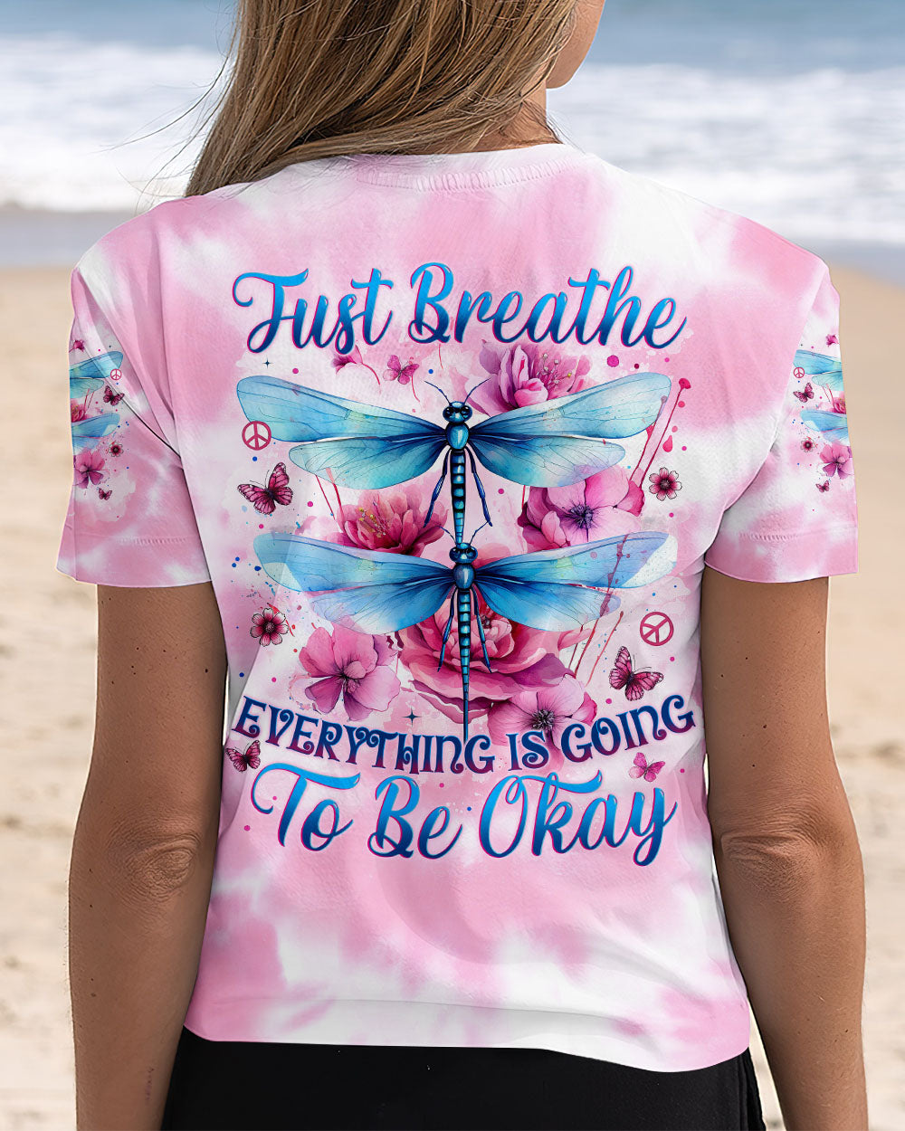 JUST BREATHE DRAGONFLY TIE DYE ALL OVER PRINT - TYTM1102253