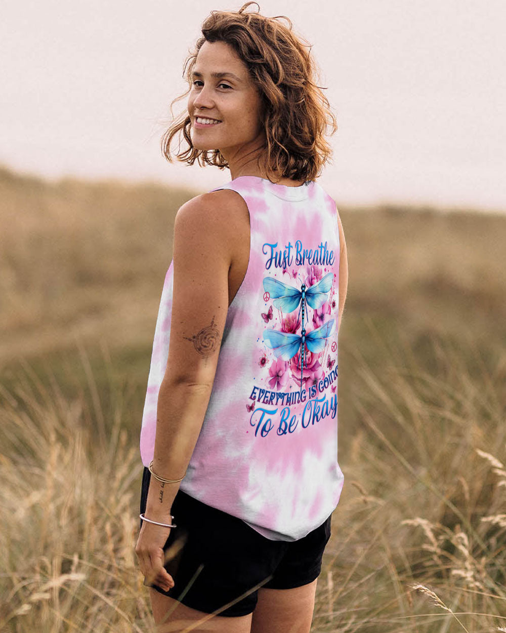 JUST BREATHE DRAGONFLY TIE DYE ALL OVER PRINT - TYTM1102253