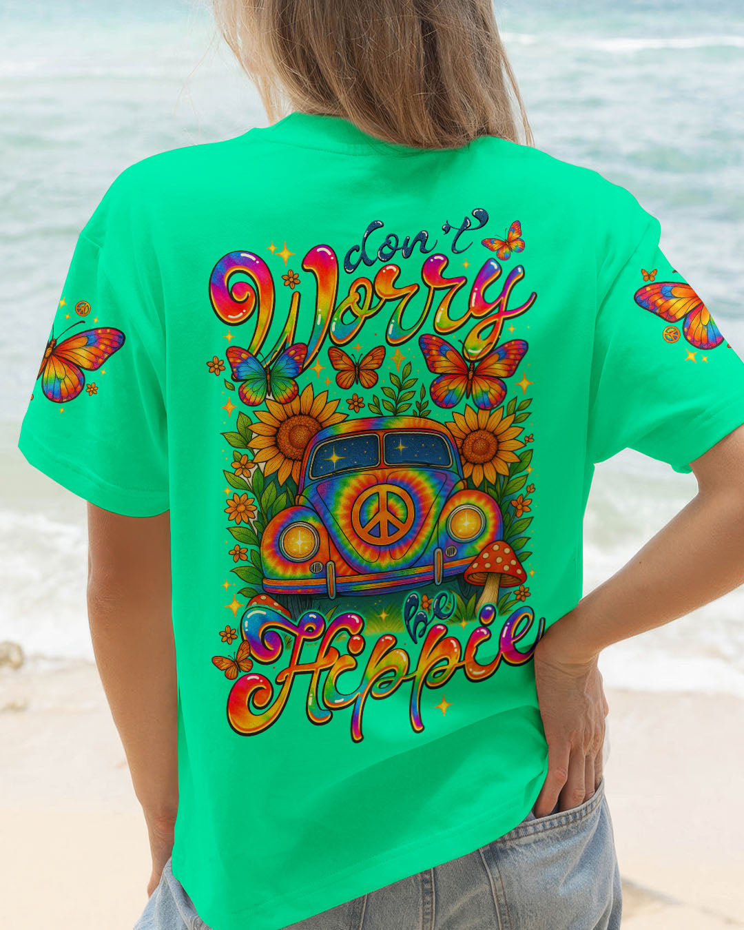 DON'T WORRY BE HIPPIE CAR TIE DYE ALL OVER PRINT - TYTM1106252