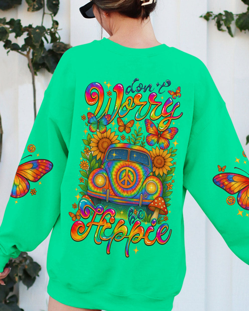 DON'T WORRY BE HIPPIE CAR TIE DYE ALL OVER PRINT - TYTM1106252
