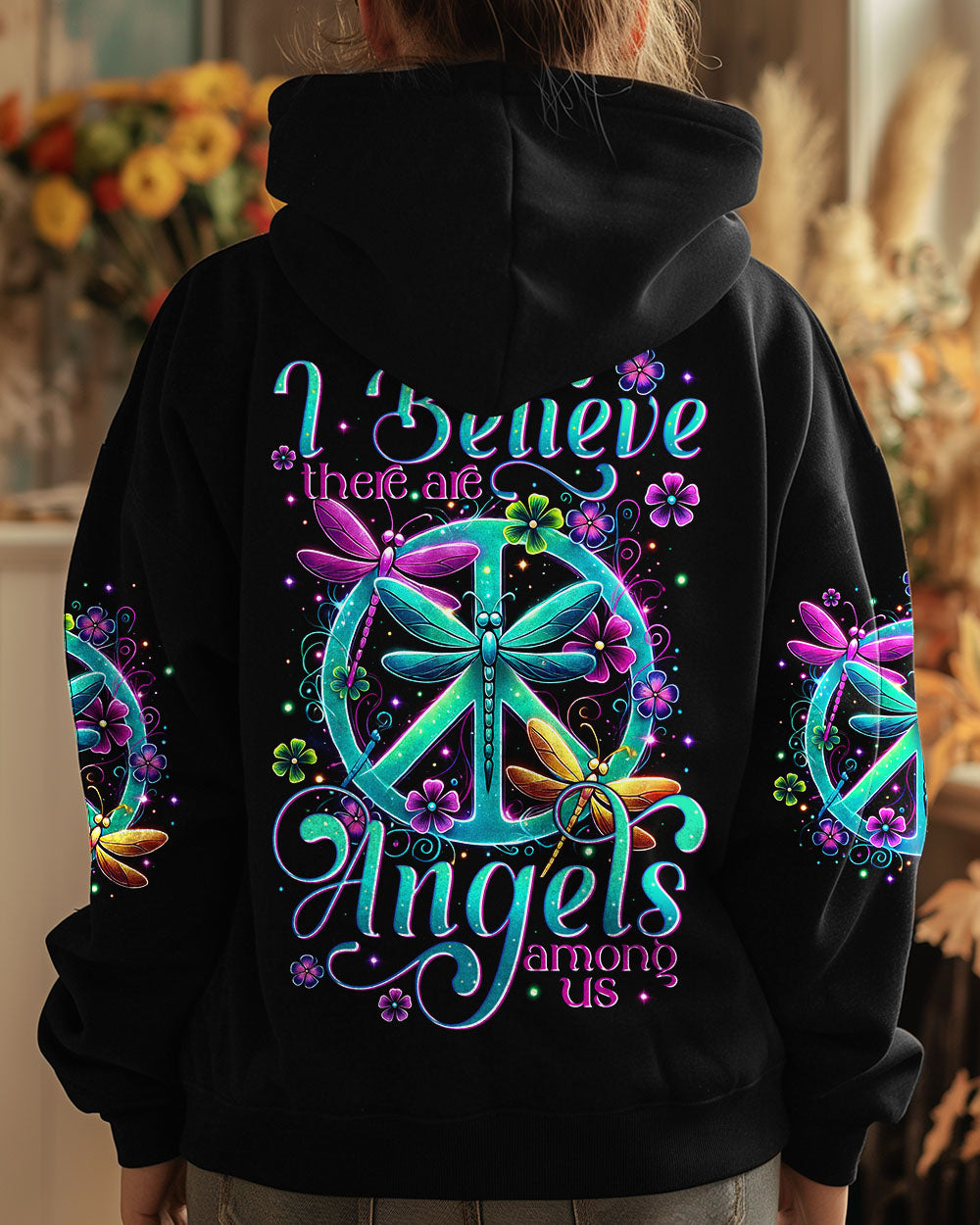 I BELIEVE THERE ARE ANGELS AMONG US DRAGONFLY ALL OVER PRINT - TYTM1204253