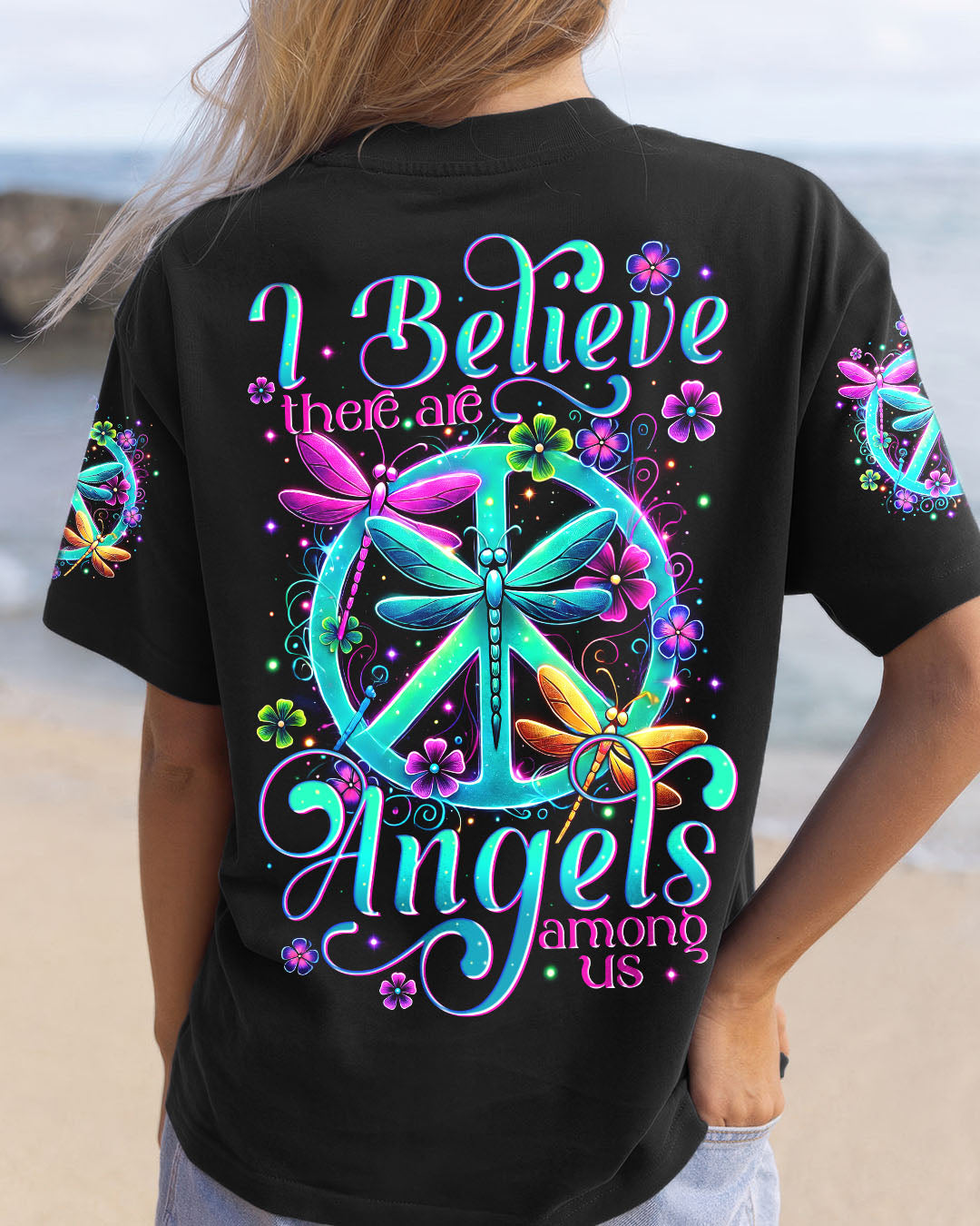 I BELIEVE THERE ARE ANGELS AMONG US DRAGONFLY ALL OVER PRINT - TYTM1204253