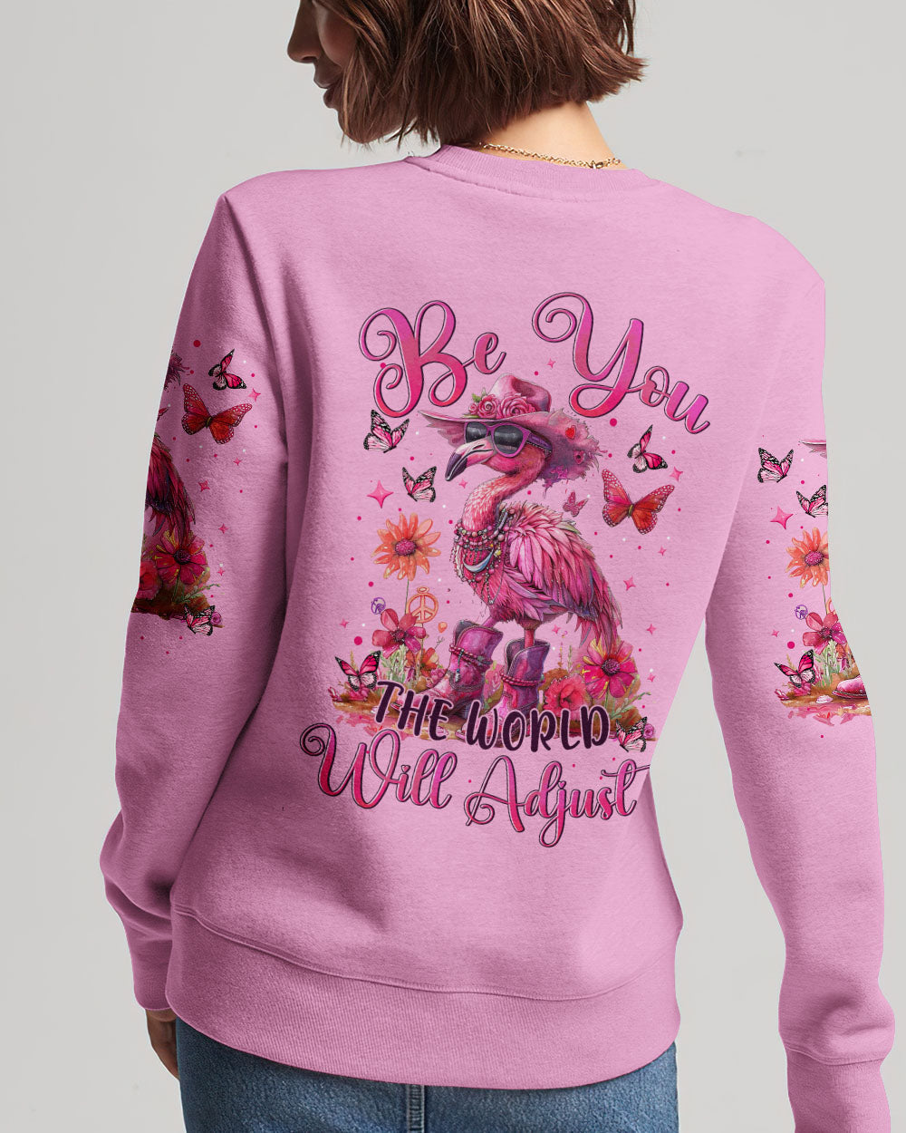 BE YOU THE WORLD WILL ADJUST FLAMINGO ALL OVER PRINT - TYTM1304241
