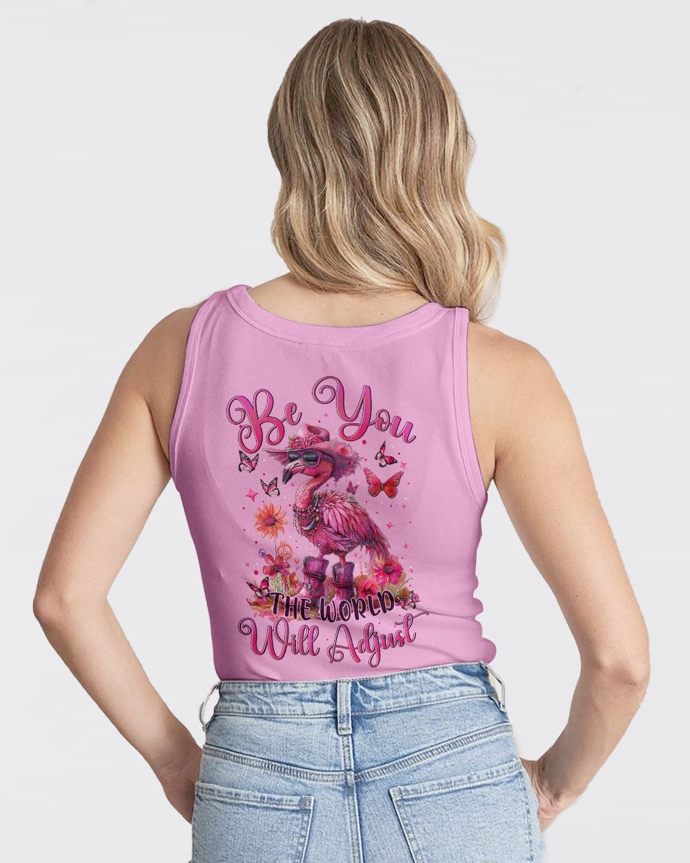 BE YOU THE WORLD WILL ADJUST FLAMINGO ALL OVER PRINT - TYTM1304241