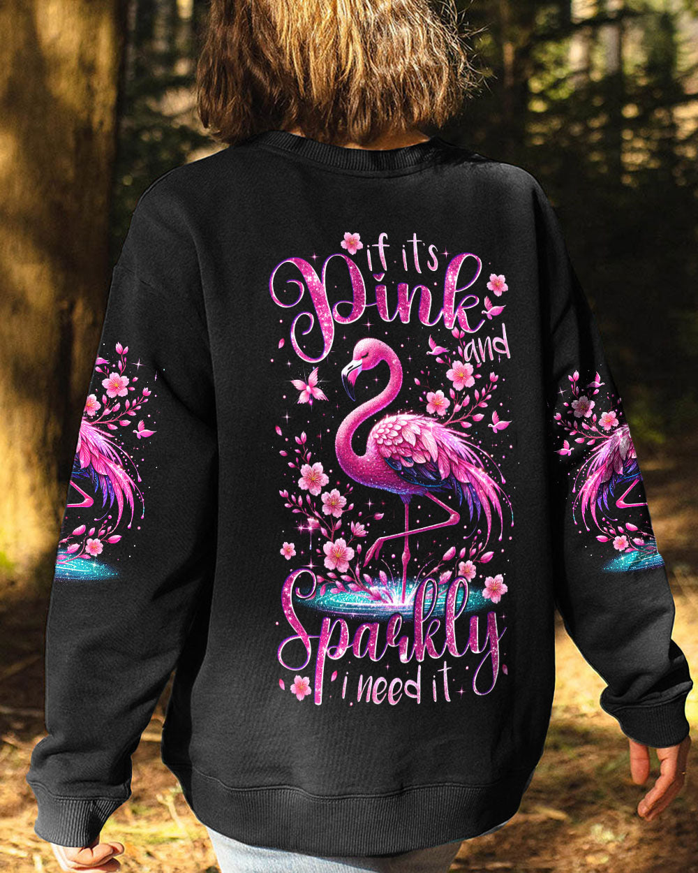 IF IT'S PINK AND SPARKLY FLAMINGO ALL OVER PRINT - TYTM1404251