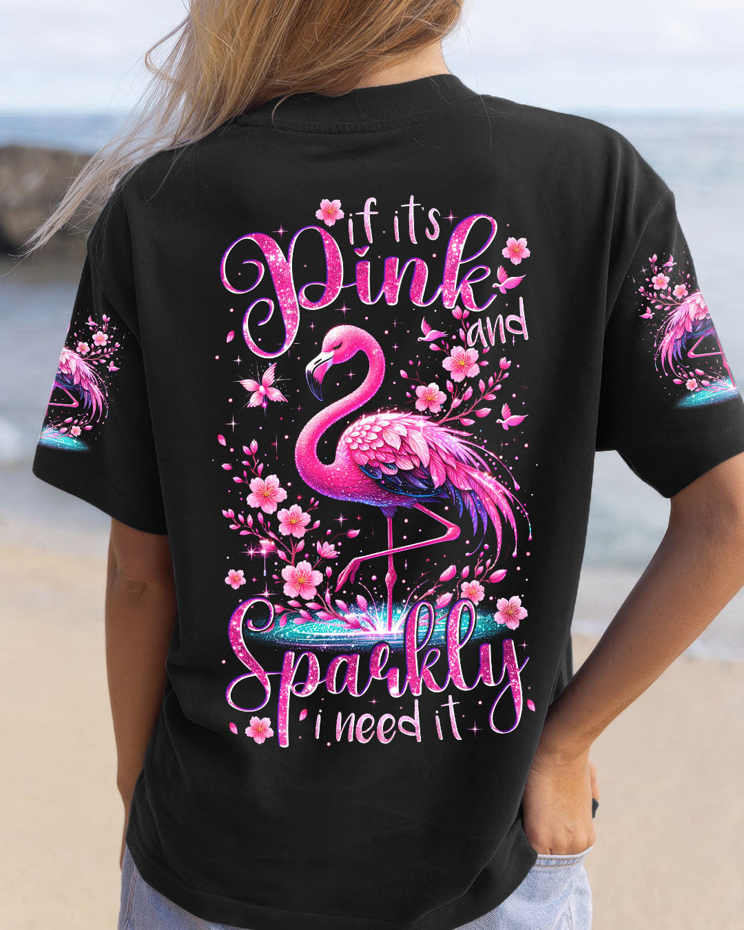 IF IT'S PINK AND SPARKLY FLAMINGO ALL OVER PRINT - TYTM1404251