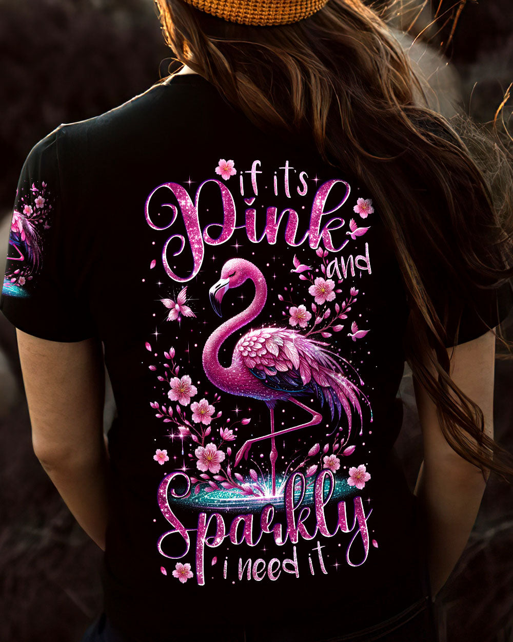 IF IT'S PINK AND SPARKLY FLAMINGO ALL OVER PRINT - TYTM1404251
