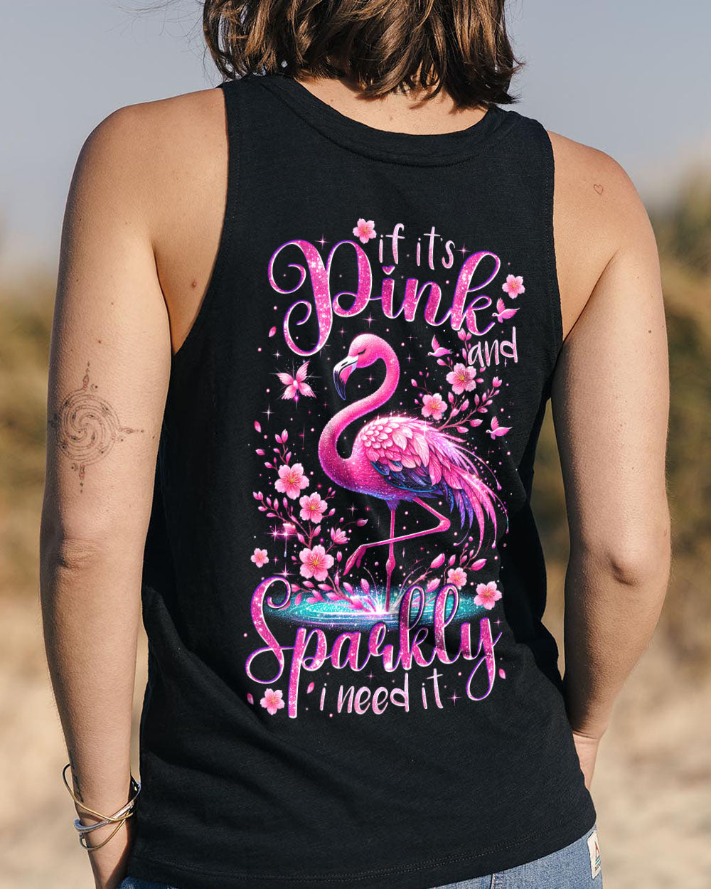 IF IT'S PINK AND SPARKLY FLAMINGO ALL OVER PRINT - TYTM1404251