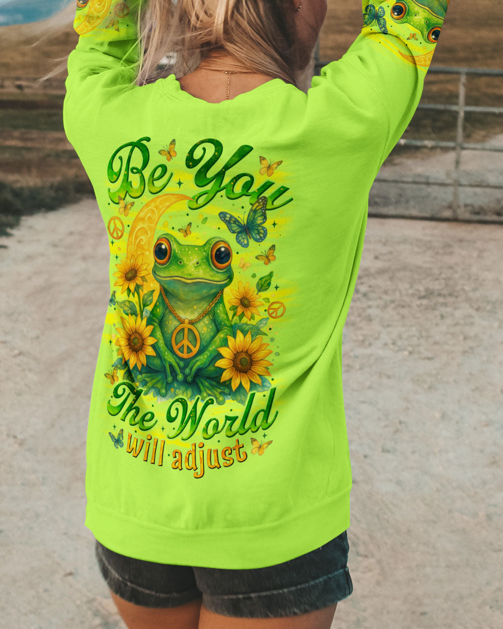 BE YOU THE WORLD WILL ADJUST FROG ALL OVER PRINT - TYTM1405252