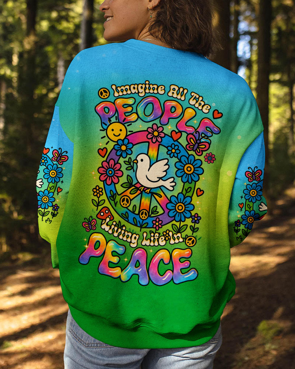 IMAGINE ALL THE PEOPLE LIVING LIFE IN PEACE TIE DYE ALL OVER PRINT - TYTM1407251