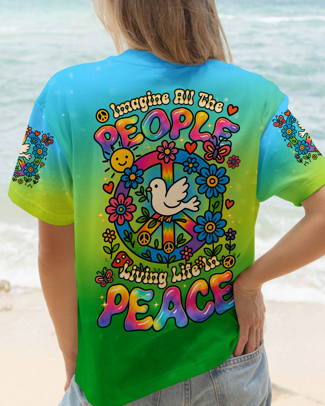 IMAGINE ALL THE PEOPLE LIVING LIFE IN PEACE TIE DYE ALL OVER PRINT - TYTM1407251