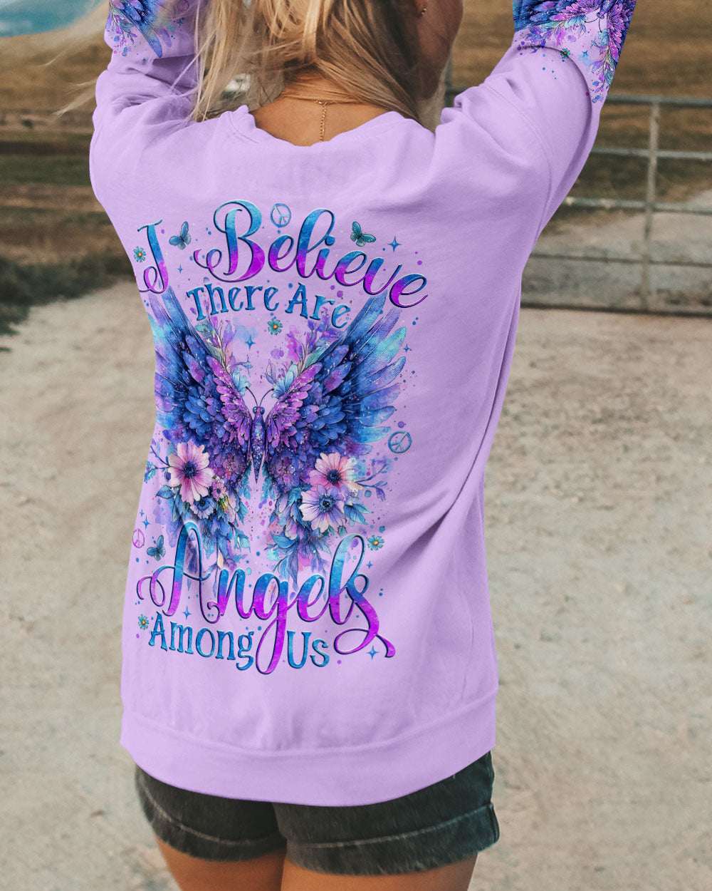 I BELIEVE THERE ARE ANGELS AMONG US BUTTERFLY ALL OVER PRINT - TYTM1409244