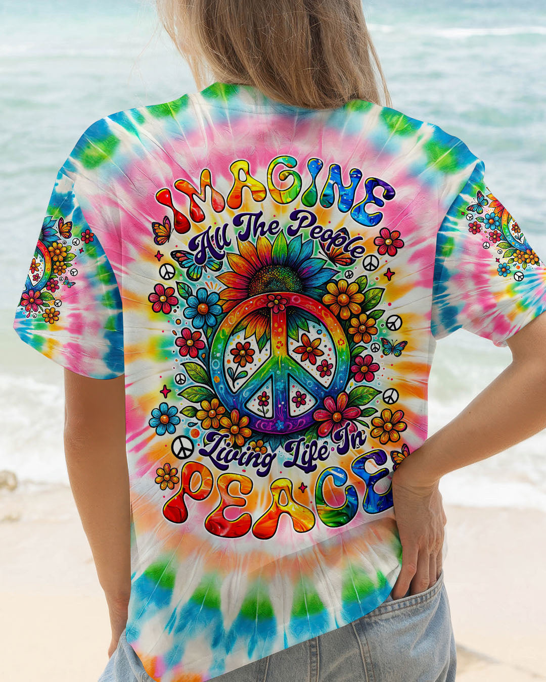 IMAGINE ALL THE PEOPLE LIVING LIFE IN PEACE TIE DYE ALL OVER PRINT - TYTM1604251