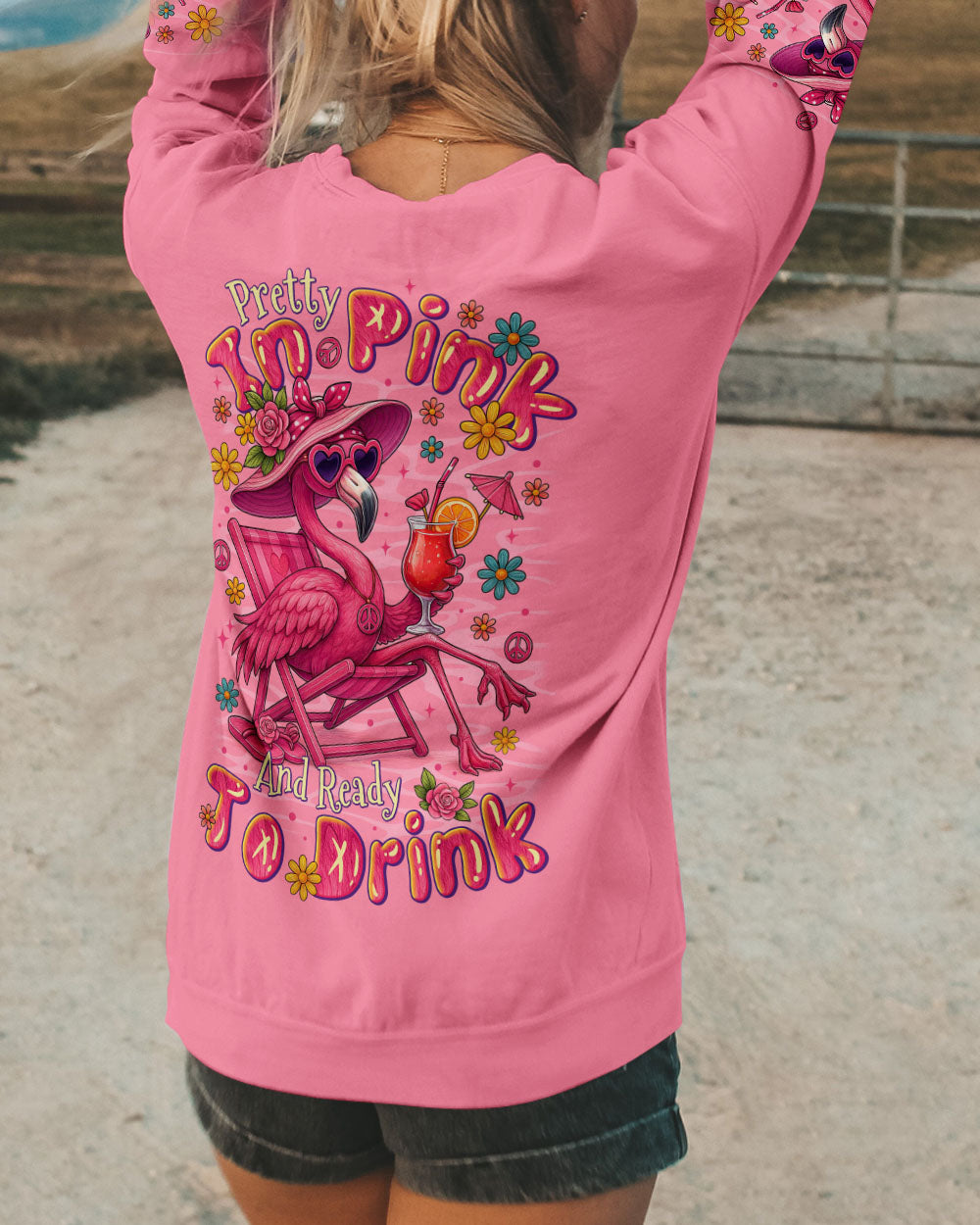 PRETTY IN PINK FLAMINGO ALL OVER PRINT - TYTM1804251