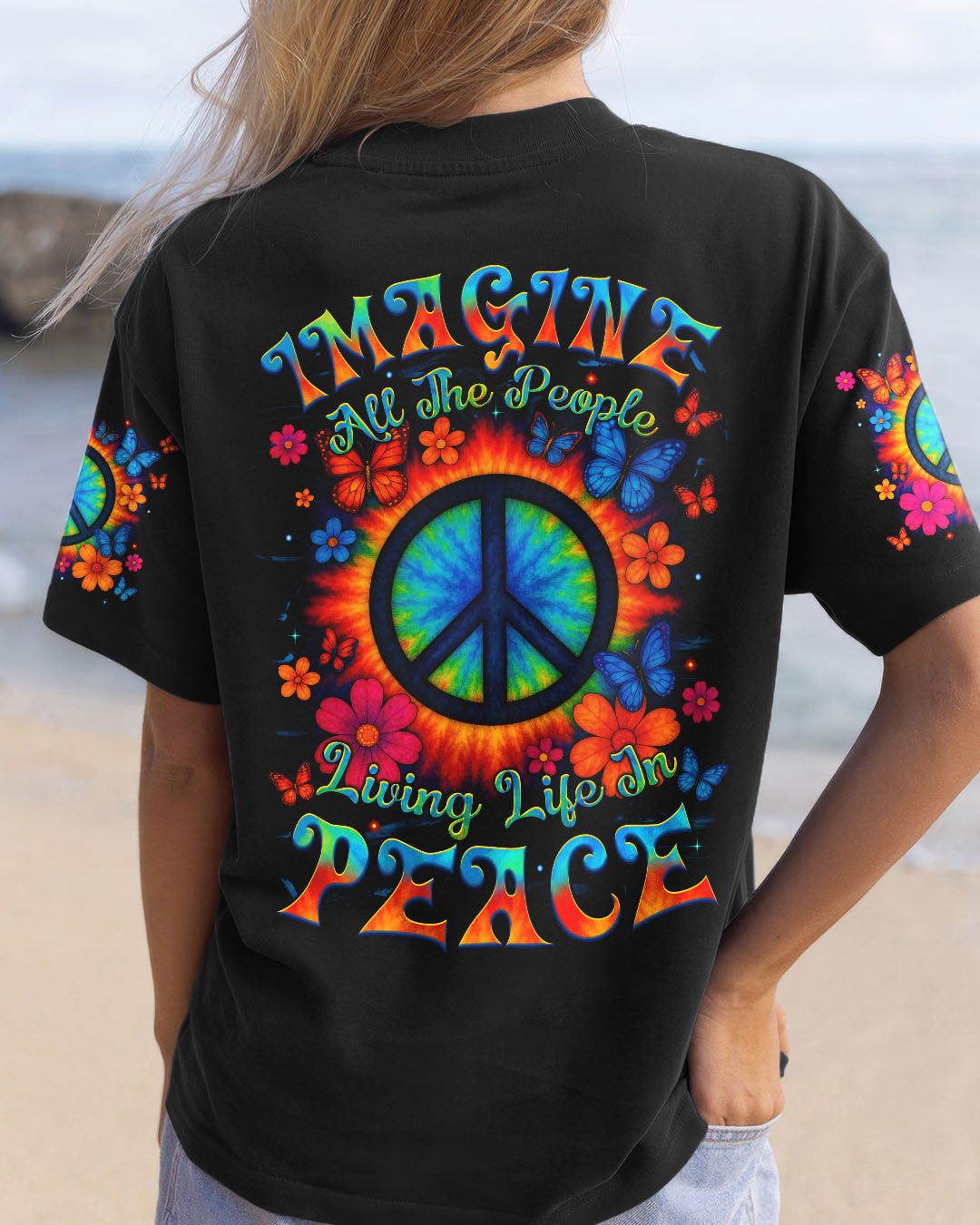 IMAGINE ALL THE PEOPLE LIVING LIFE IN PEACE TIE DYE ALL OVER PRINT - TYTM1905251
