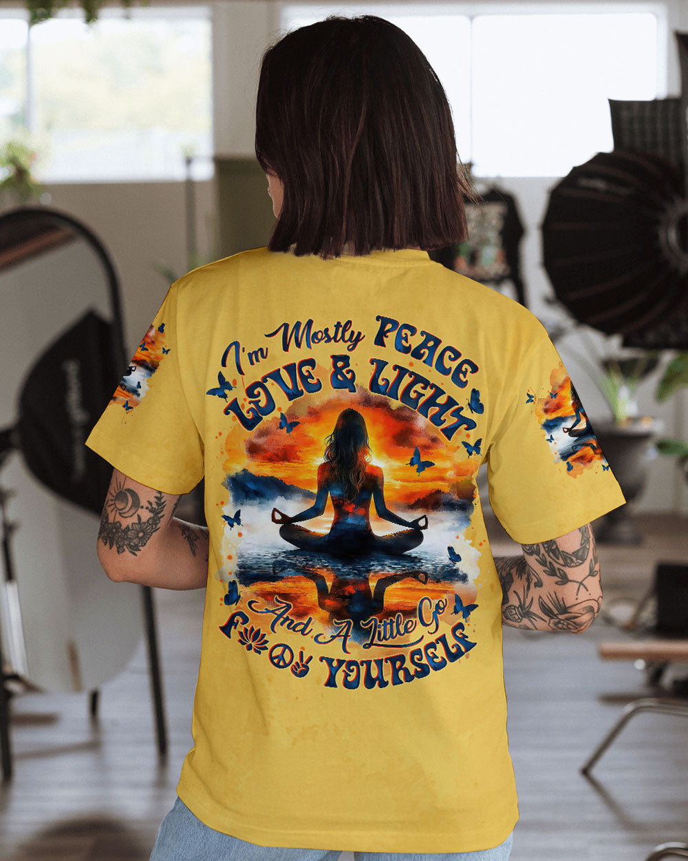 PEACE LOVE AND LIGHT YOGA ALL OVER PRINT - TYTM1911242