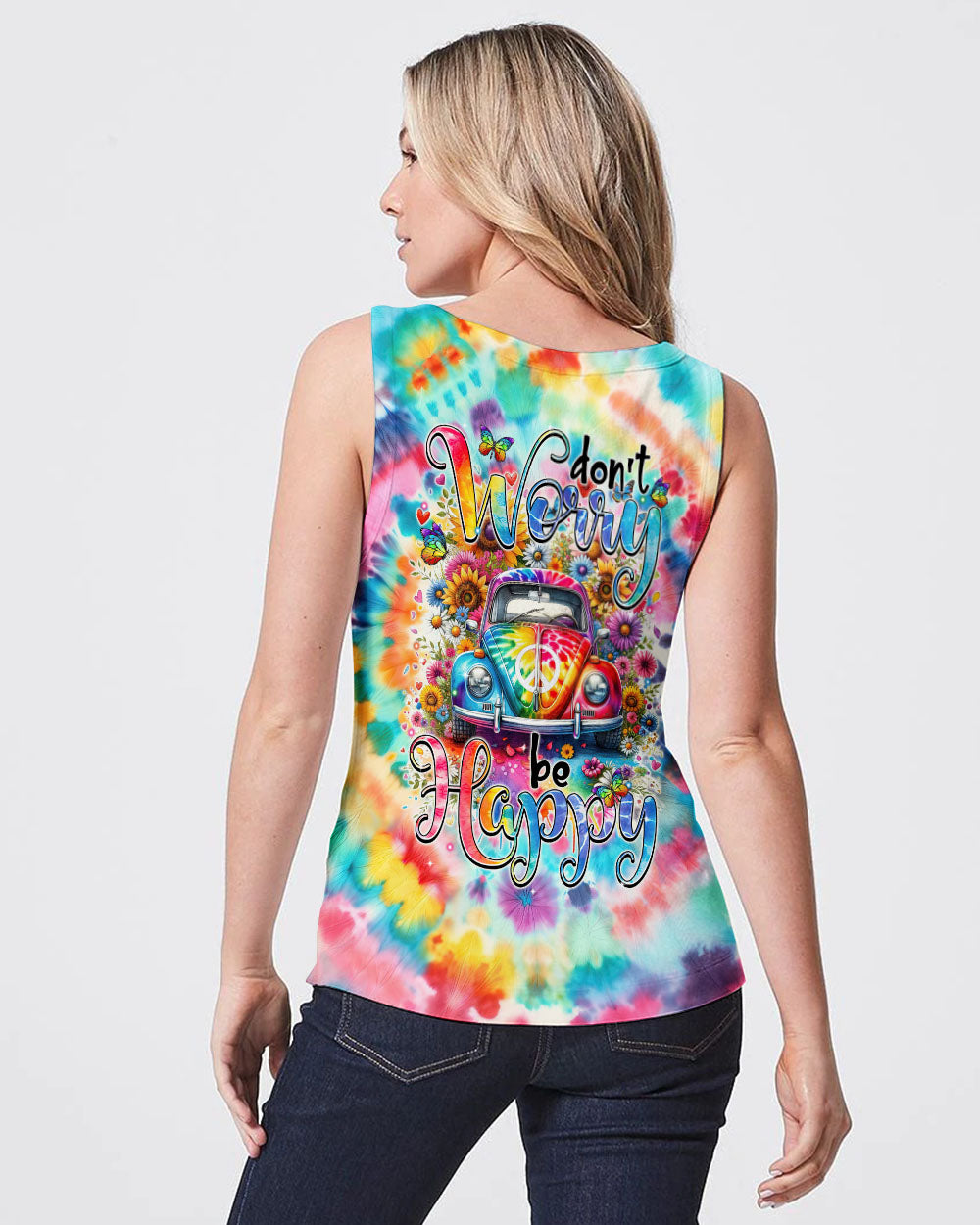 DON'T WORRY BE HAPPY TIE DYE ALL OVER PRINT - TYTM2002242