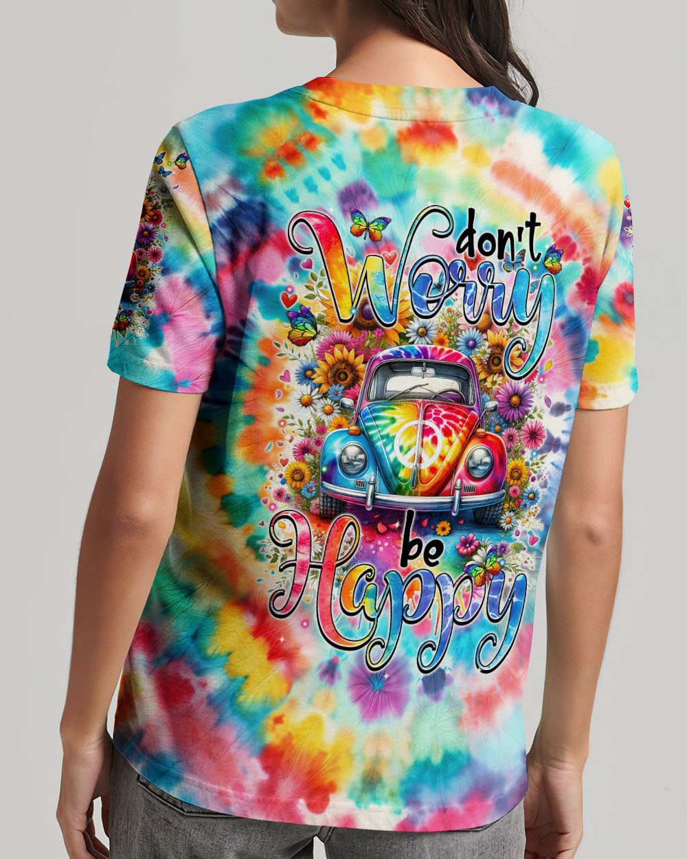 DON'T WORRY BE HAPPY TIE DYE ALL OVER PRINT - TYTM2002242